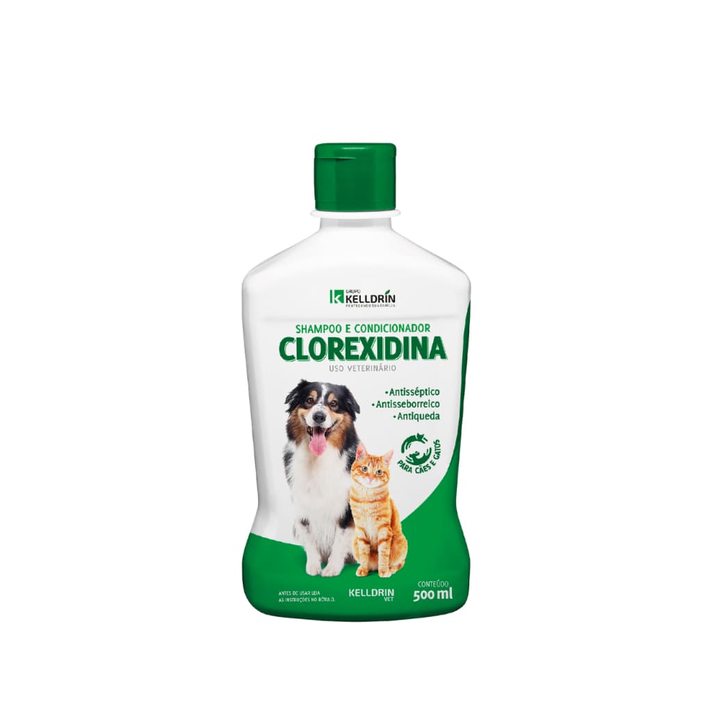 Shampoo Clorexidina Para Cães e Gatos 500ml Antisséptico Antisseborreico Tratamento Dermatológico