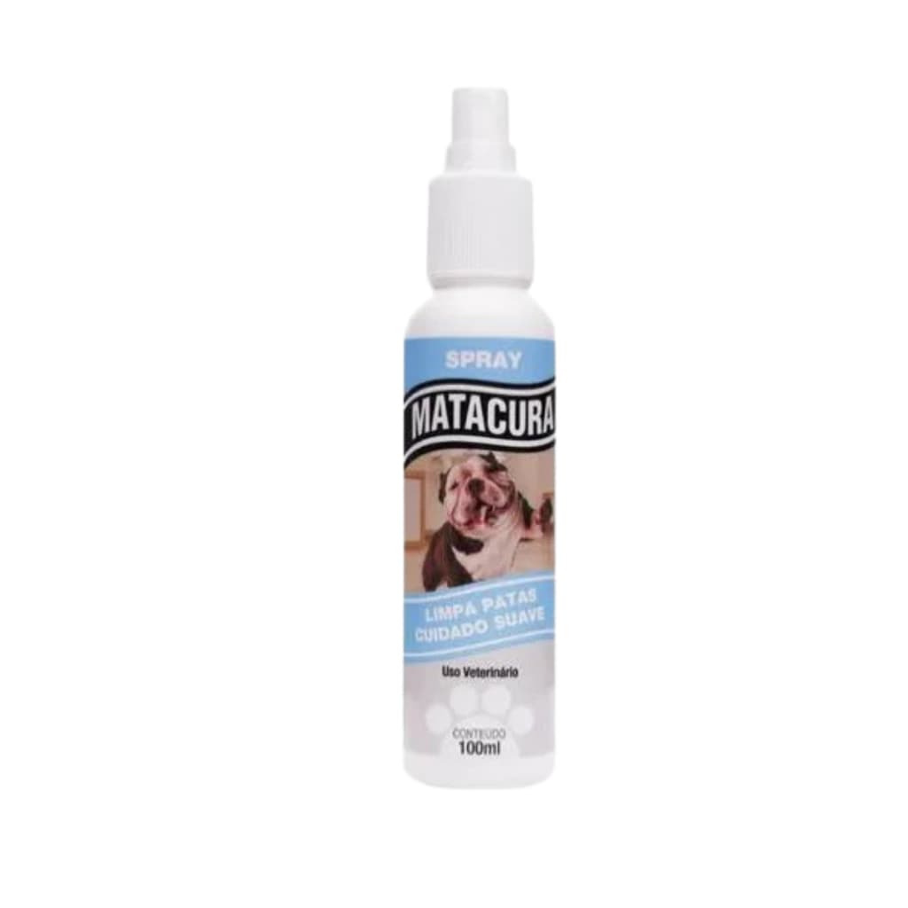 Spray Matacura Limpa Patas 100ml Higiene para Cães Limpeza Suave e Uso Veterinário