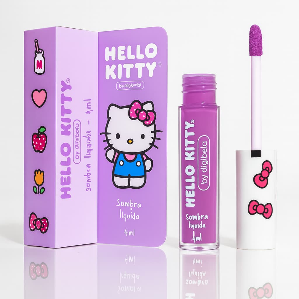 Sombra Líquida Lilas Azul Rosa Colorida Infantil Cintilante Hello Kitty Para Os Olhos 4ml