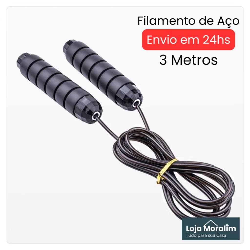Corda de para Pular Profissional Crossfit Exercícios Segmentada 3 Metros Filamento Aço