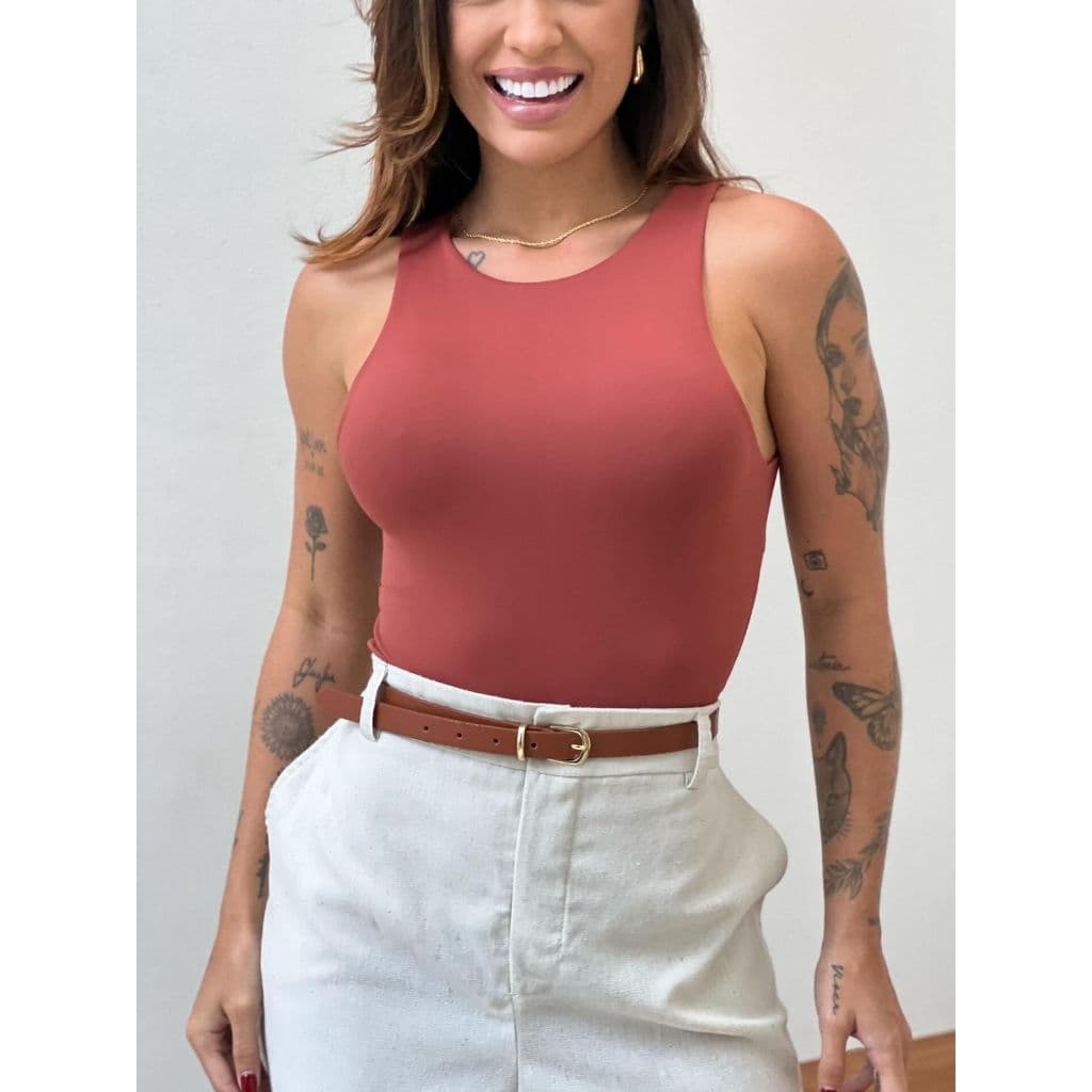 Regata Feminina Suplex Duplo Blusa Básica Casual Premium Lisa Top Blogueira Moda Verão