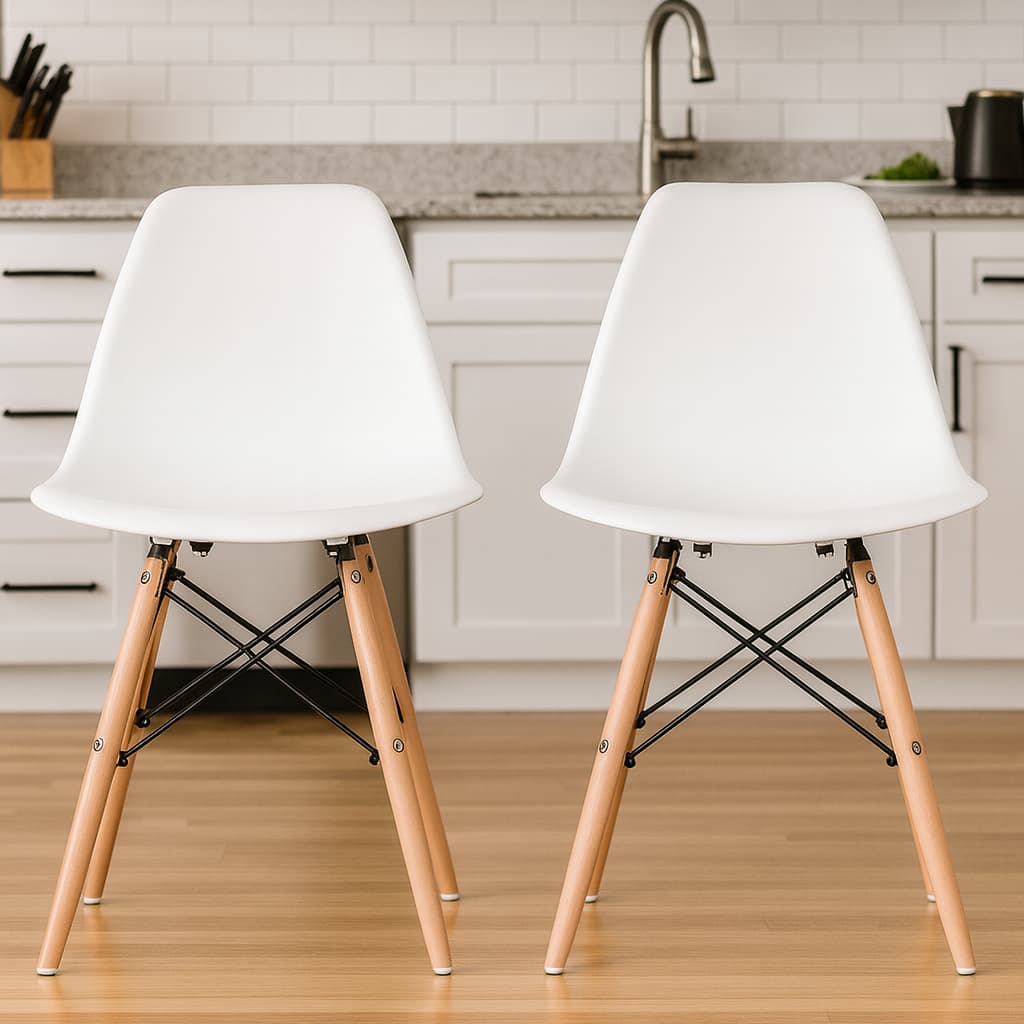 Kit Cadeiras Eames Modernas Preta e Branca Luxo Perfeitas para Casa Escritório – 1–4 um
