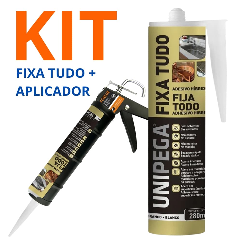 Fixa Tudo Unipega 400g Aplicador Silicone Foxlux Adesivo Vedação Colagem Multiuso Construção