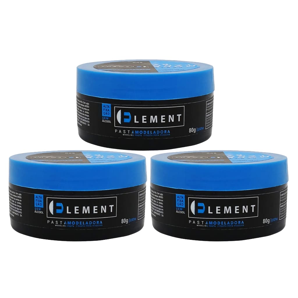 Kit 3 Pasta Modeladora Cabelo Efeito Brilho Element 80g