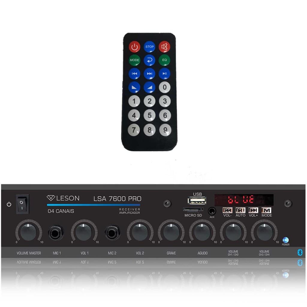 Amplificador De Som Receiver Lsa 7600wPRO Bluetooth 4 canais e Entrada para 2 Microfones