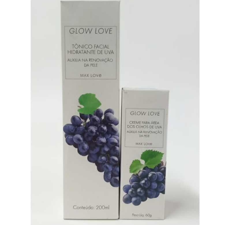 Kit Glow Love Uva Max Love - Tonico Facial + Creme Para Área Dos Olhos