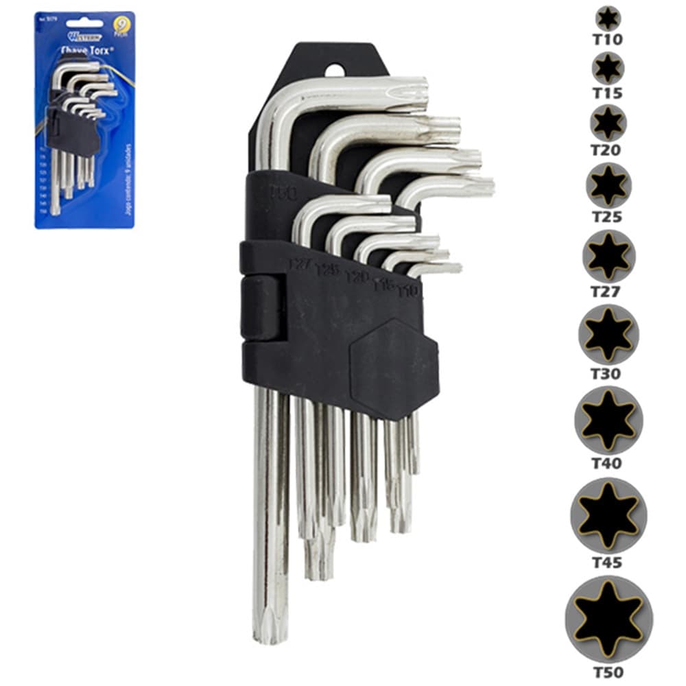 Western Jogo de Chave TORX curta Aço 9 peças