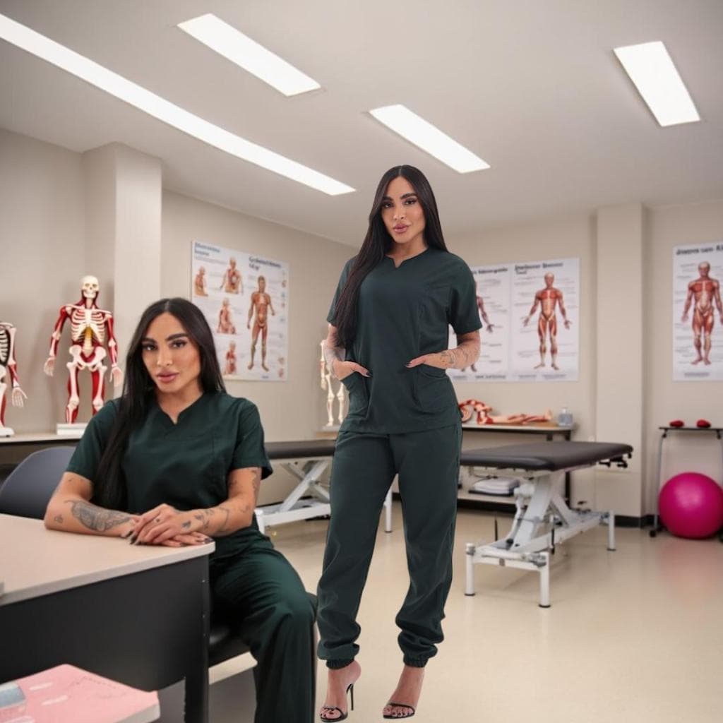 Pijama Hospitalar Cirúrgico Verde Musgo Scrub Feminino Acinturado Fisioterapia