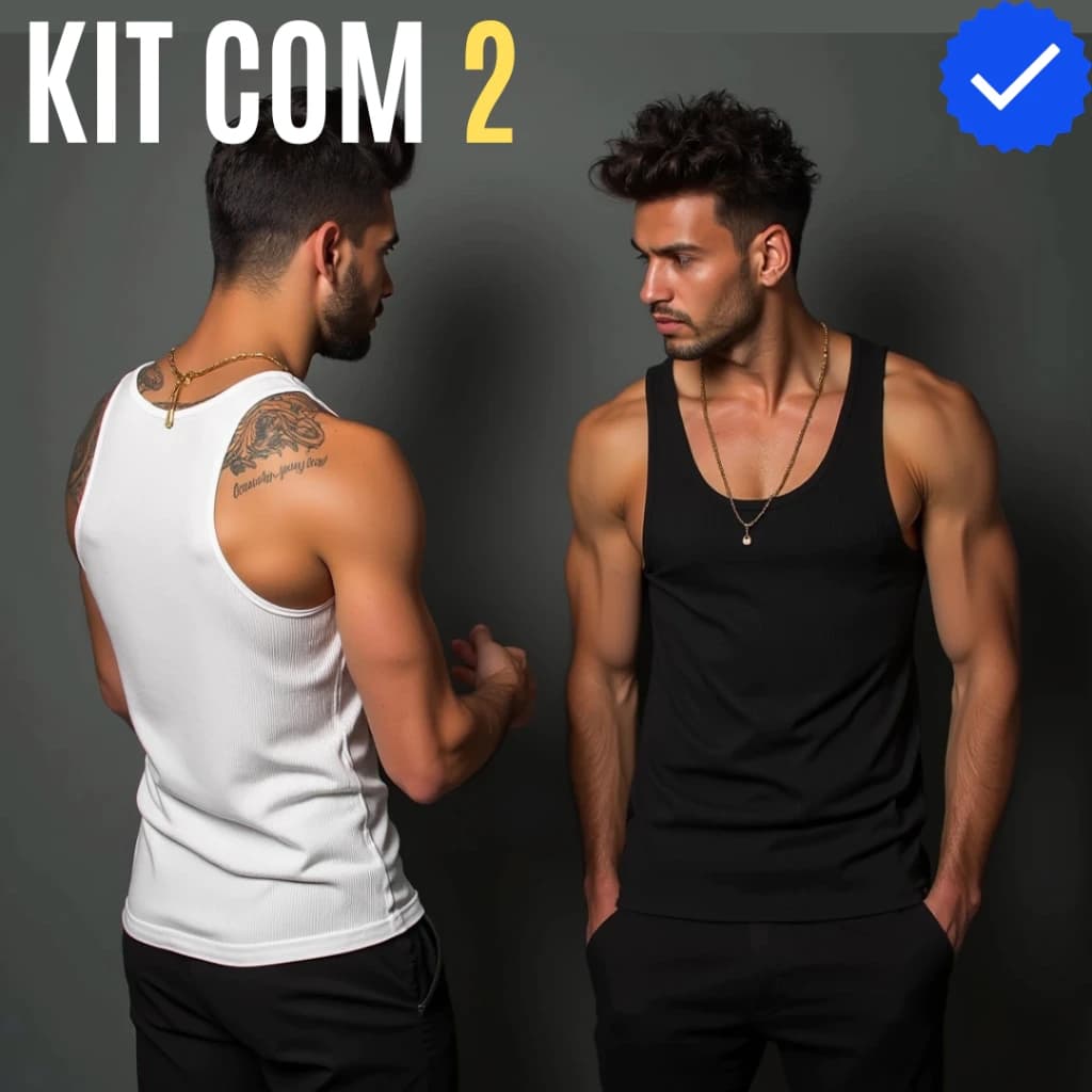 Kit 2 Regata Premium Masculina Americana Justa Canelada Algodão Elastano Ribana