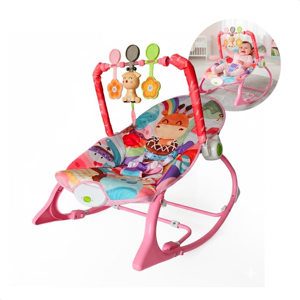 Cadeira Baby com Móbile Musical e Vibração Balanço e Descanso 2 em 1