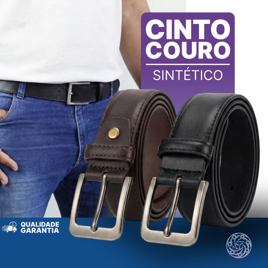 Cinto Social Couro Sintético Ecológico Masculino Preto e Marrom Casual Resistente Versátil P M G GG