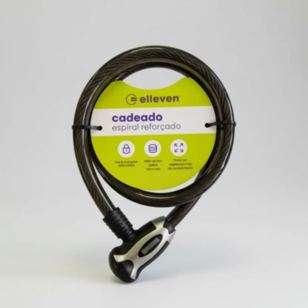Cadeado Espiral Elleven 15mm X 80cm Chave Reforçado Para Bike Bicicleta Proteção