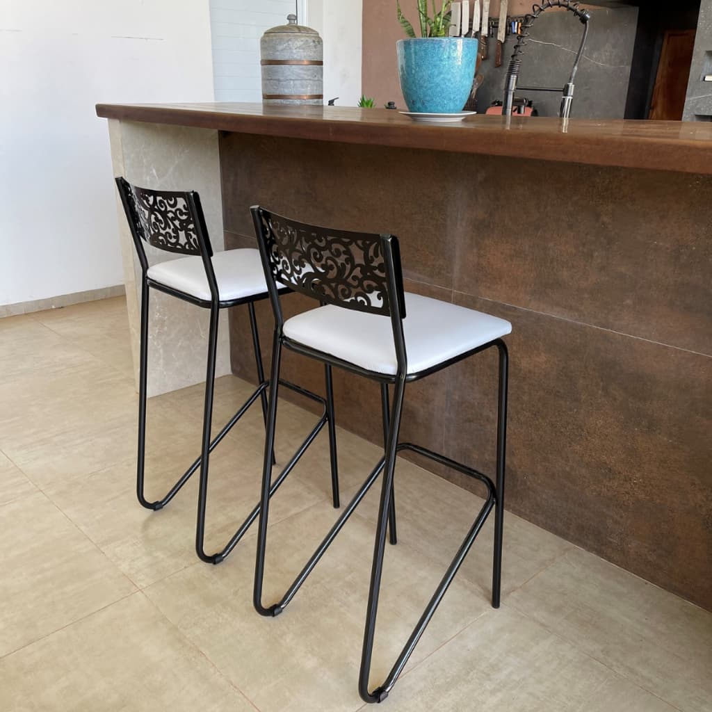 Kit 2 Banquetas Altas Assento Estofado Estrutura Forte para Cozinha e Espaço Gourmet