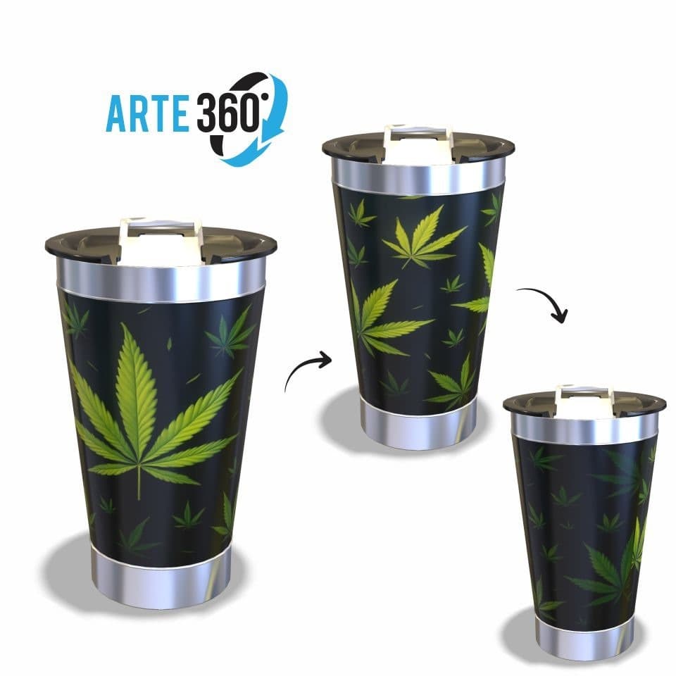 Copo Térmico Personalizado Estampa Maconha Cannabis Marijuana Alien 473ml