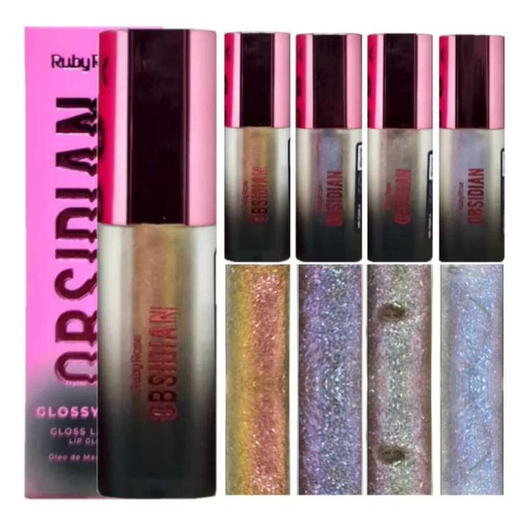 Lip Gloss Brilho Labial Com Glitter Glossy Lips Obsidian Ruby Rose