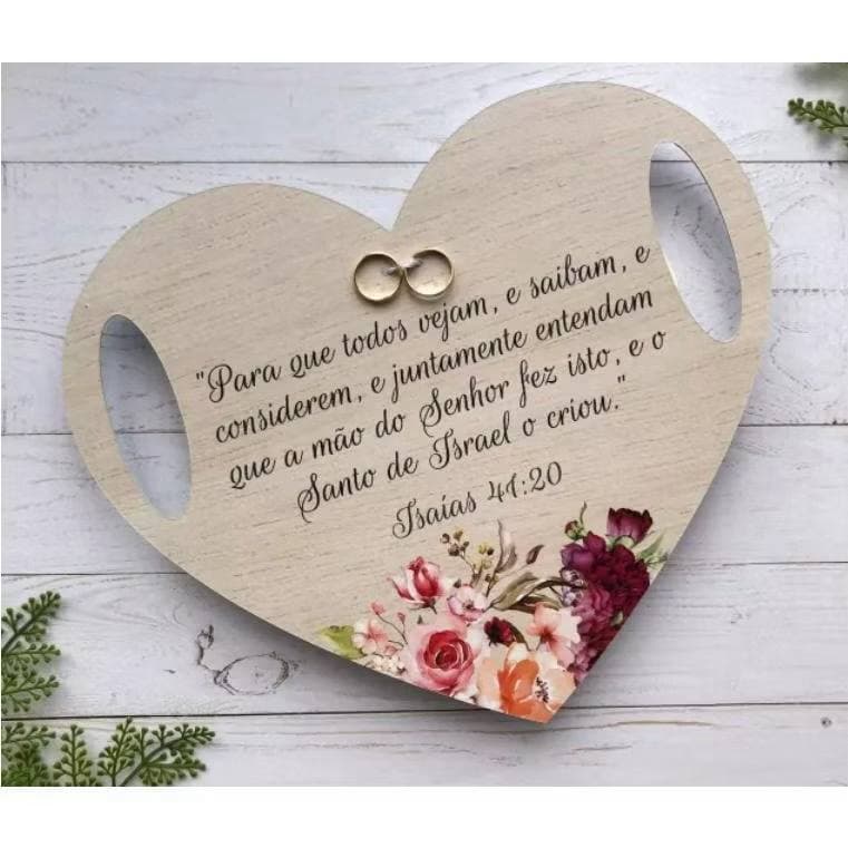 Placas Decorativas frases decoração casamento porta alianças mdf