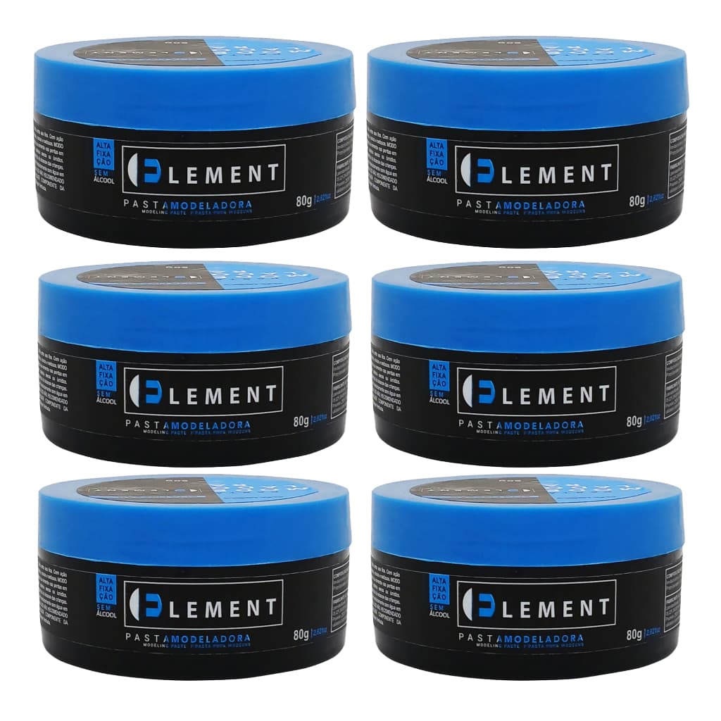 Kit 6 Pasta Modeladora Cabelo Efeito Brilho Element 80g