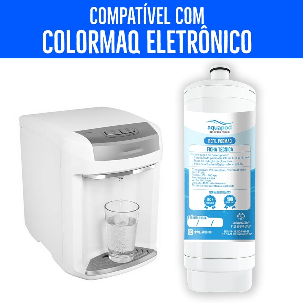 Refil Aquapod Compatilvel com Purificador Colormaq Eletrônico Branco