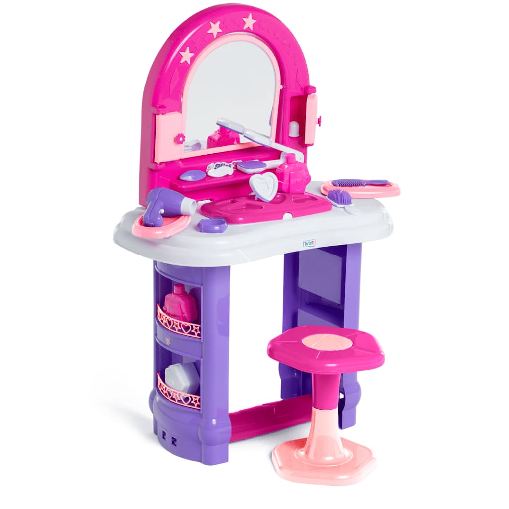Brinquedo Infantil Miss Glamour Penteadeira com Banco Espelho e Acessórios 16 Peças Tateti