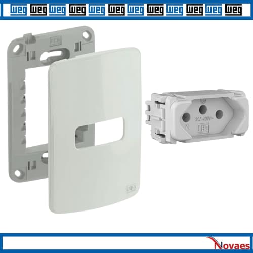 Kit Tomada Simples 20A com Placa 1pos weg Branco