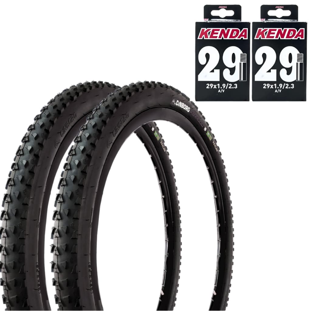Par De Pneu Bicicleta Bike Aro 29 Cinborg Parrudo Hd Cravado - Com Camaras Kenda Bico Grosso