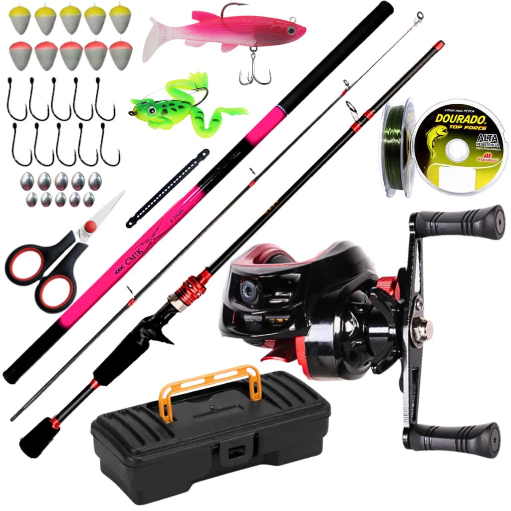 Carretilha De Pesca Anti Cabeleira Vara Telescopica Mão 2,70 Isca Artificial Pesca Tucunare Dourado