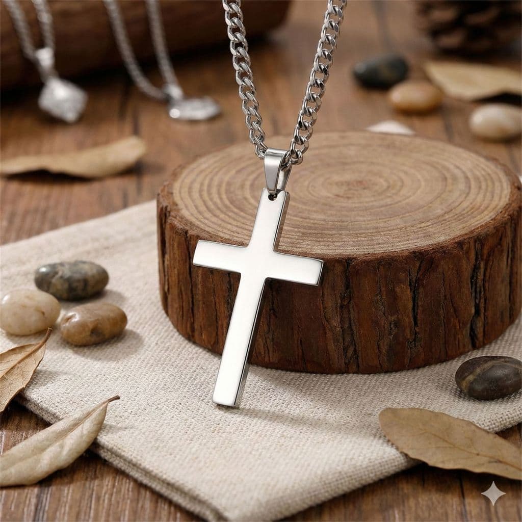 Colar De Cruz De Aço De Titânio – Joias Minimalistas Elegantes Para Homens E Mulheres