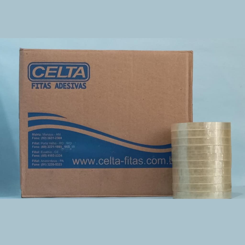 Kit de Fita Adesiva Transparente fina rolo 12mmx 50m