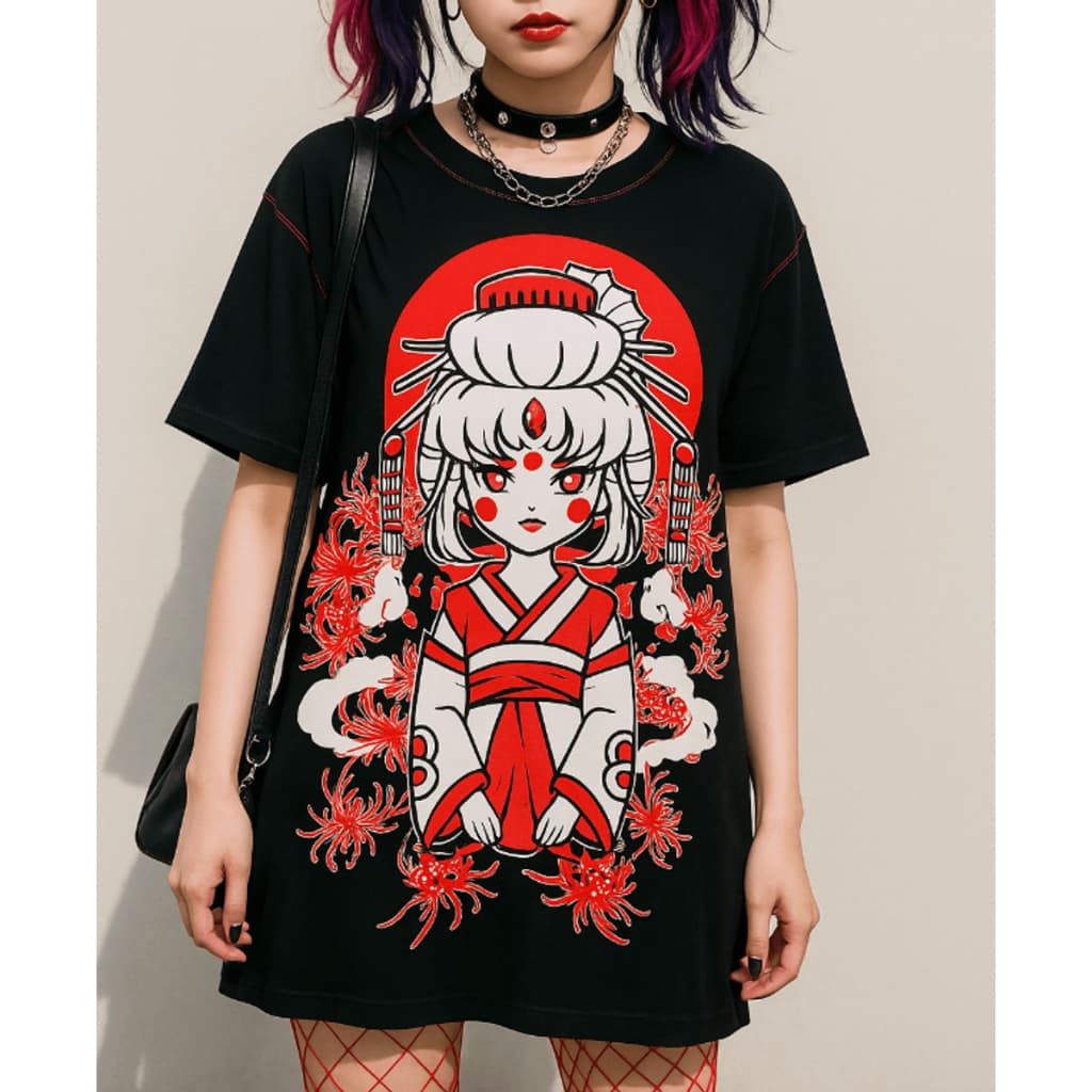 vestido gueixa japonesa oriental cosplay anime techwear gótica punk streetwear alternativa grunge