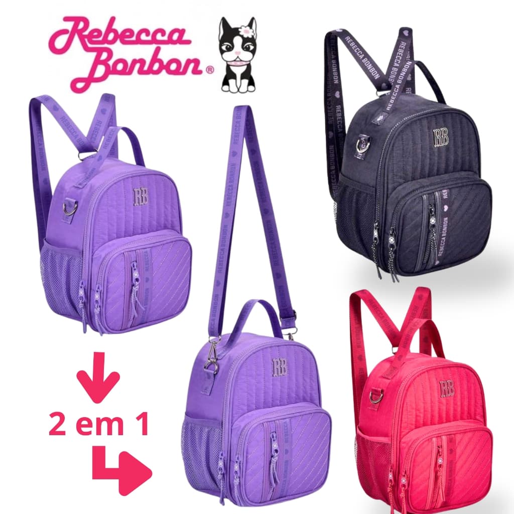 Lancheira Térmica Escolar Rebecca Bonbon 2 em 1 Bolsa e Mochila