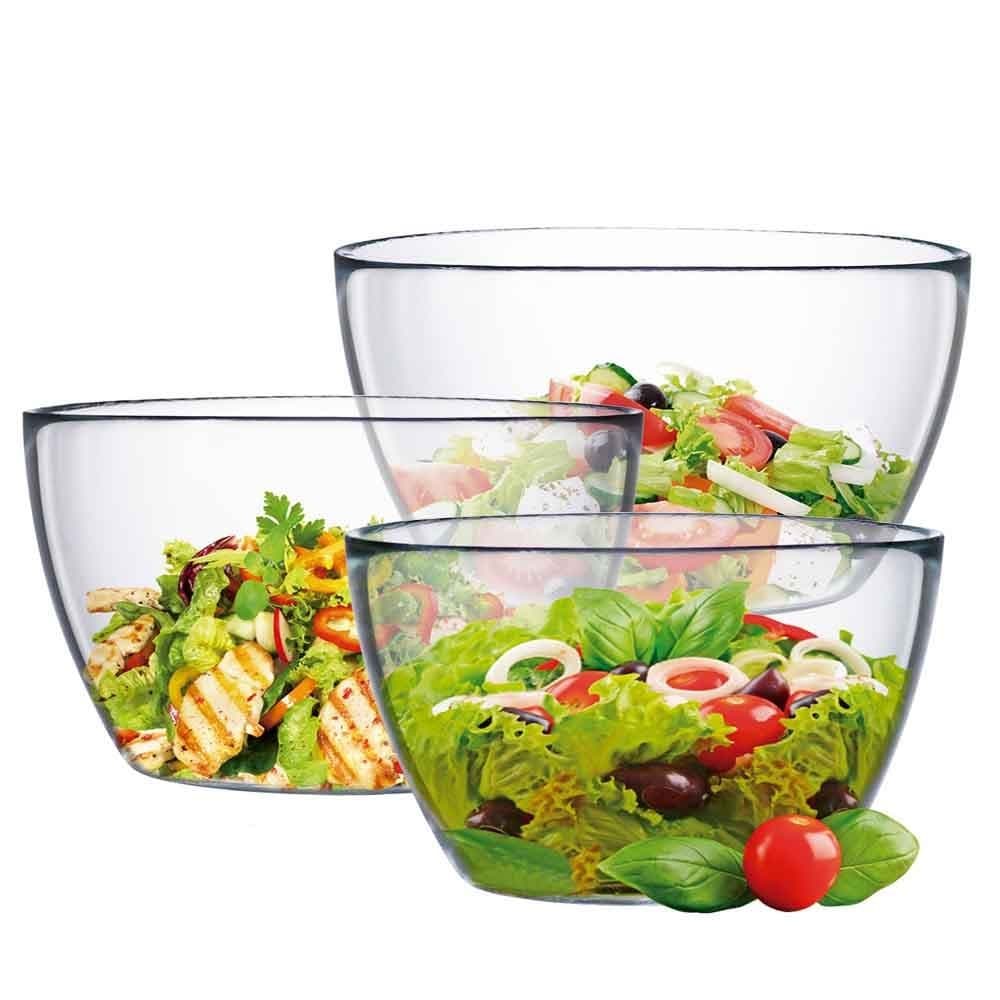 Jogo de Bowl de Vidro Tropical, Saladeira e Fruteira 3 peças