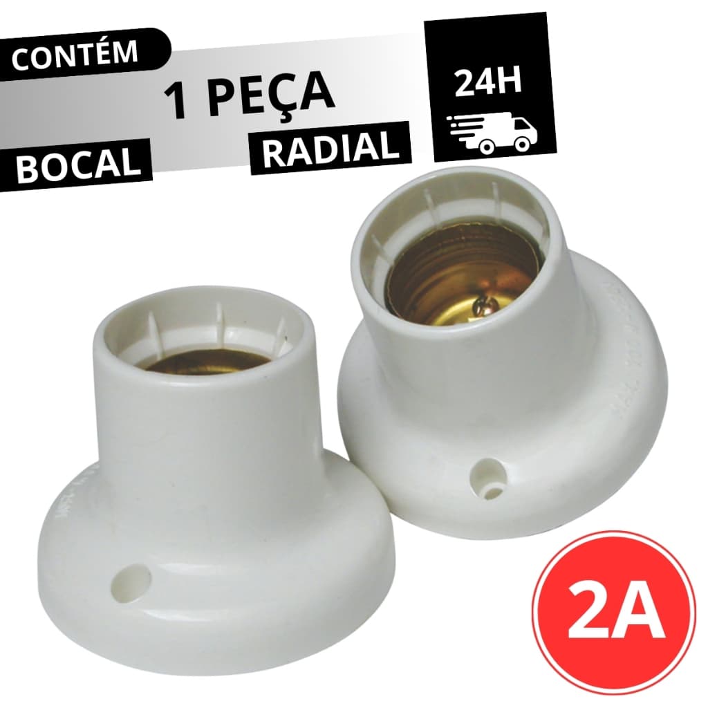 Soquete Teto Fixo Branco E-27 2a 250V Radial 1201.015