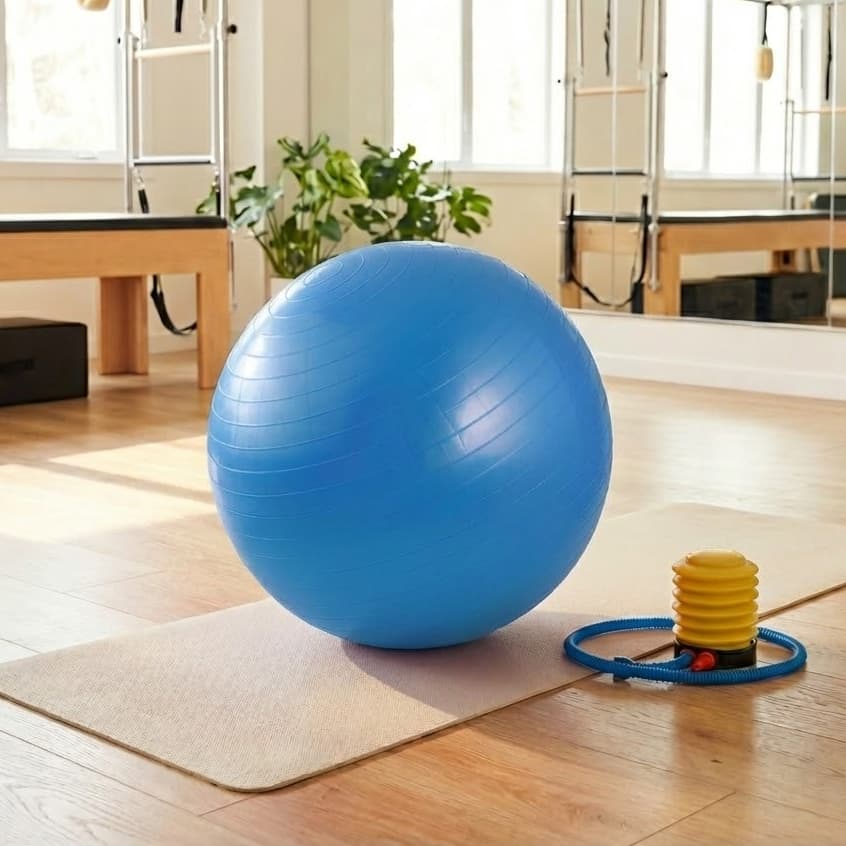 Bola de Pilates 65 cm com Bomba de Pé para Fisioterapia, Yoga e Academia