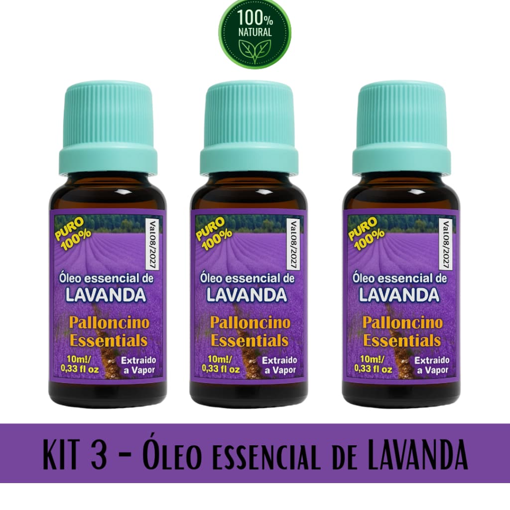 Kit 3 Óleos Essenciais de Lavanda 10ml – Aroma Relaxante 100% Puro