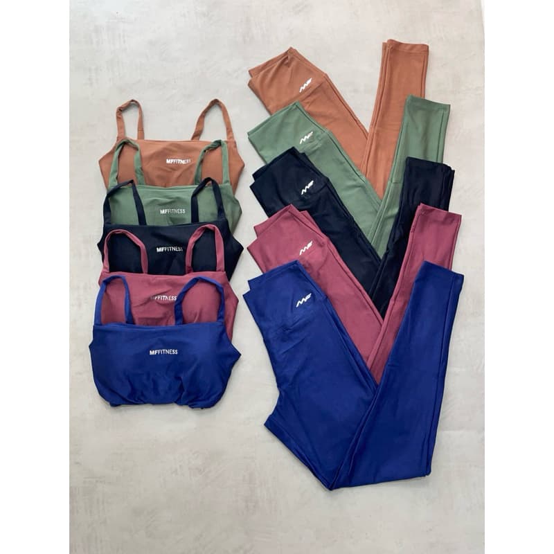 Conjunto legging + top poliamida Canelado academia Life Fitness