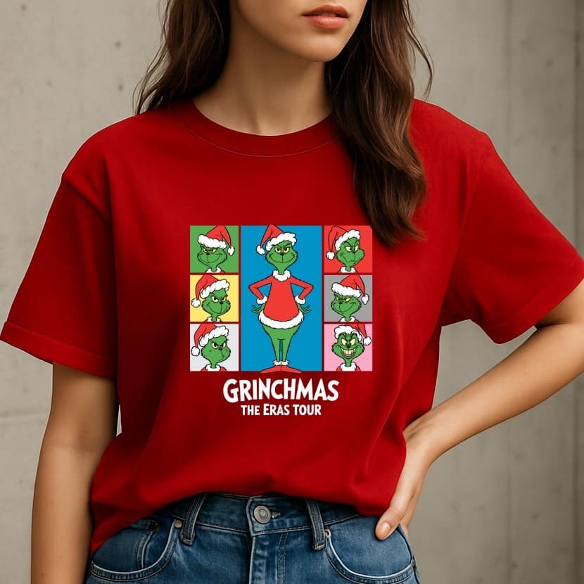 Camiseta de Natal Feminina Grinch Algodão Temática Filme Estampada