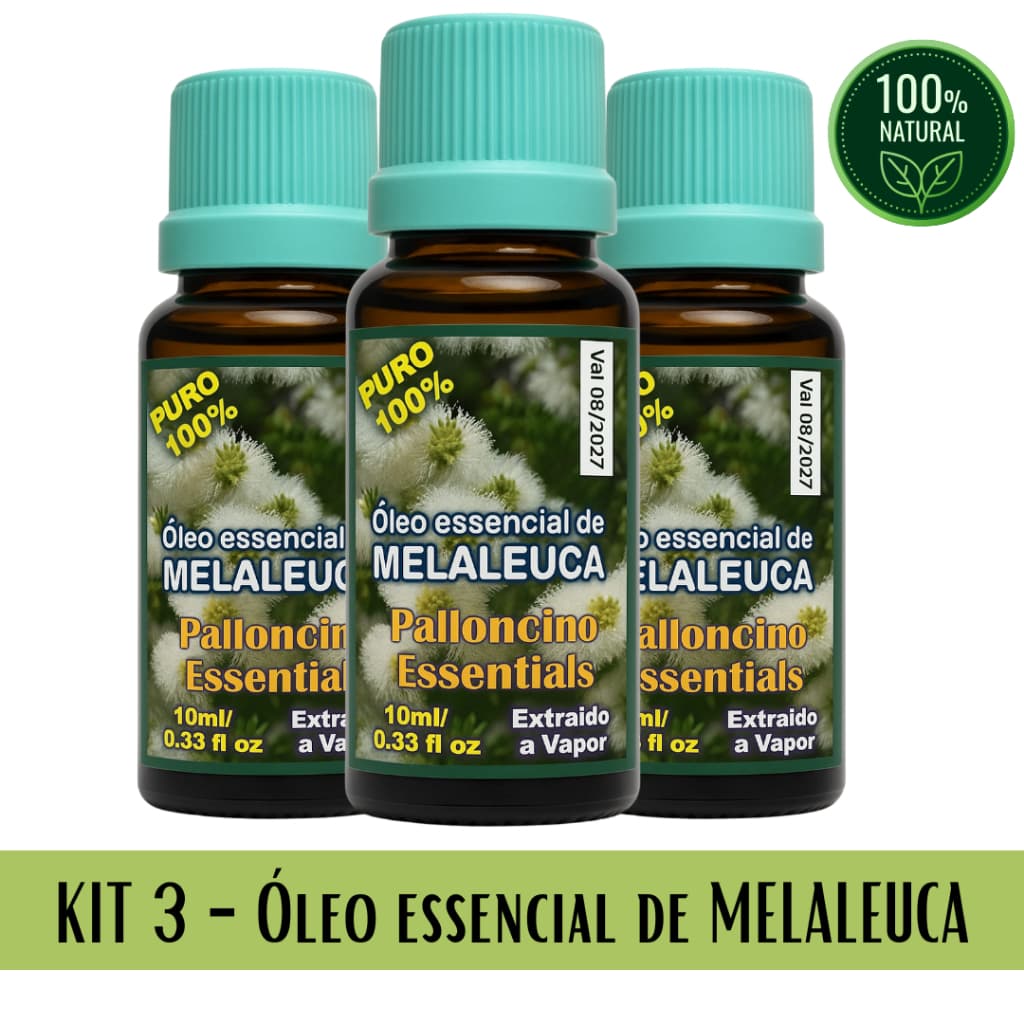 Kit 3 Óleos Essenciais de Melaleuca 10ml – Tea Tree 100% Puro