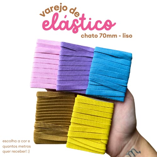 Elástico Chato 7mm Liso Colorido 8m Cor Única DIY Encadernação Planner Agenda Artesanato Costura