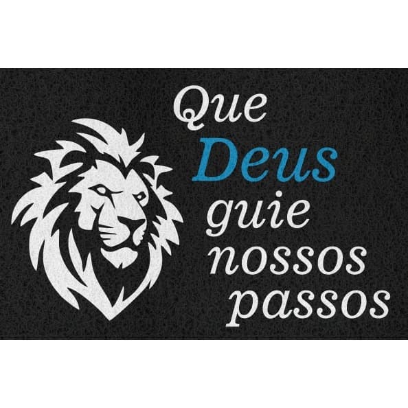 Tapete Capacho Decorativo Personalizado em Vinil – 60x40 cm – "Que Deus Guie Nossos Passos"