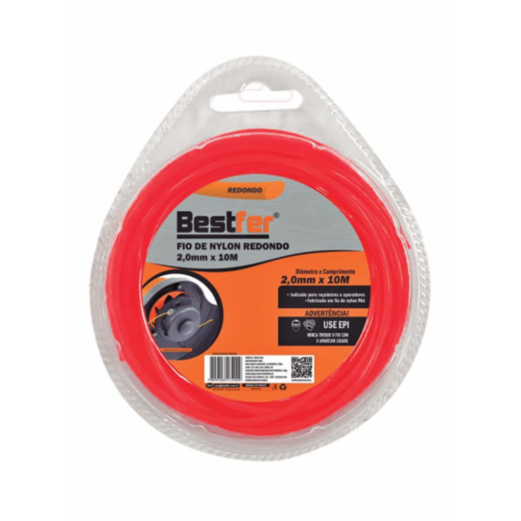 Fio Nylon Para Aparador De Grama Bestfer Redondo 2,0mmx10m