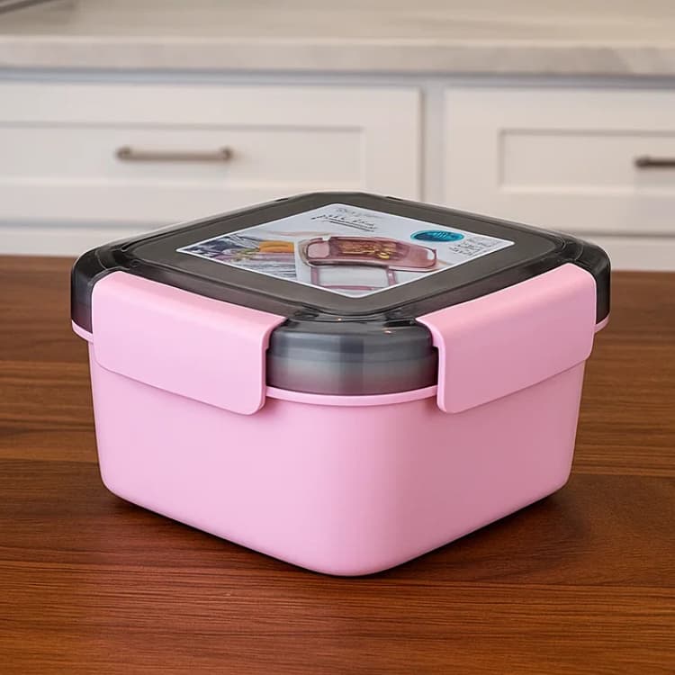 Marmita Portátil BPA Free Saladeira com 2 Compartimentos Níveis e Talher de Servir Plástico Durável