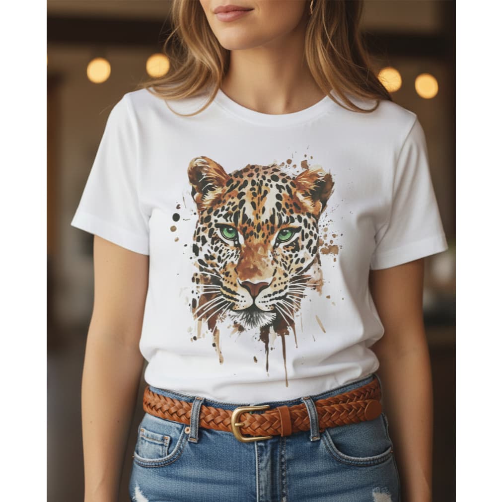 Camiseta Feminina Estampada Oncinha Animal Print 100% Algodão Tshirt Casual