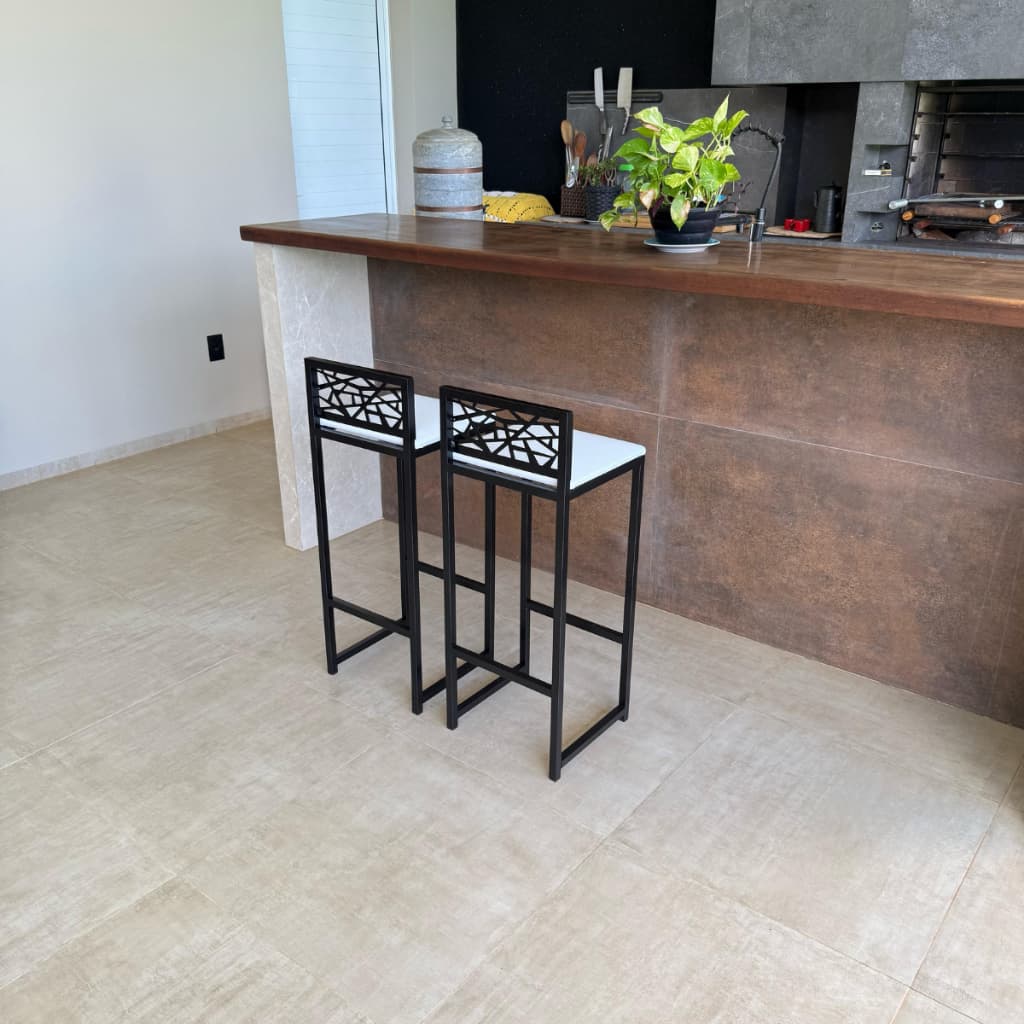 Kit 2 Banquetas Quadradas Alta/Baixa Estilo Industrial Para Cozinha Bar e Casa