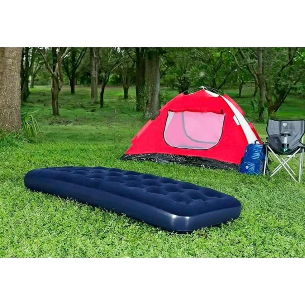 Colchão Inflavel De Casal Solteio Medio e Grande Azul Confortável e Resistente + 1 Adesivo