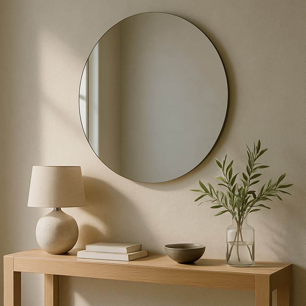 Espelho Redondo Decorativo 35cm – Ideal p/ Banheiro, Lavabo e Sala Adesivo Incluso