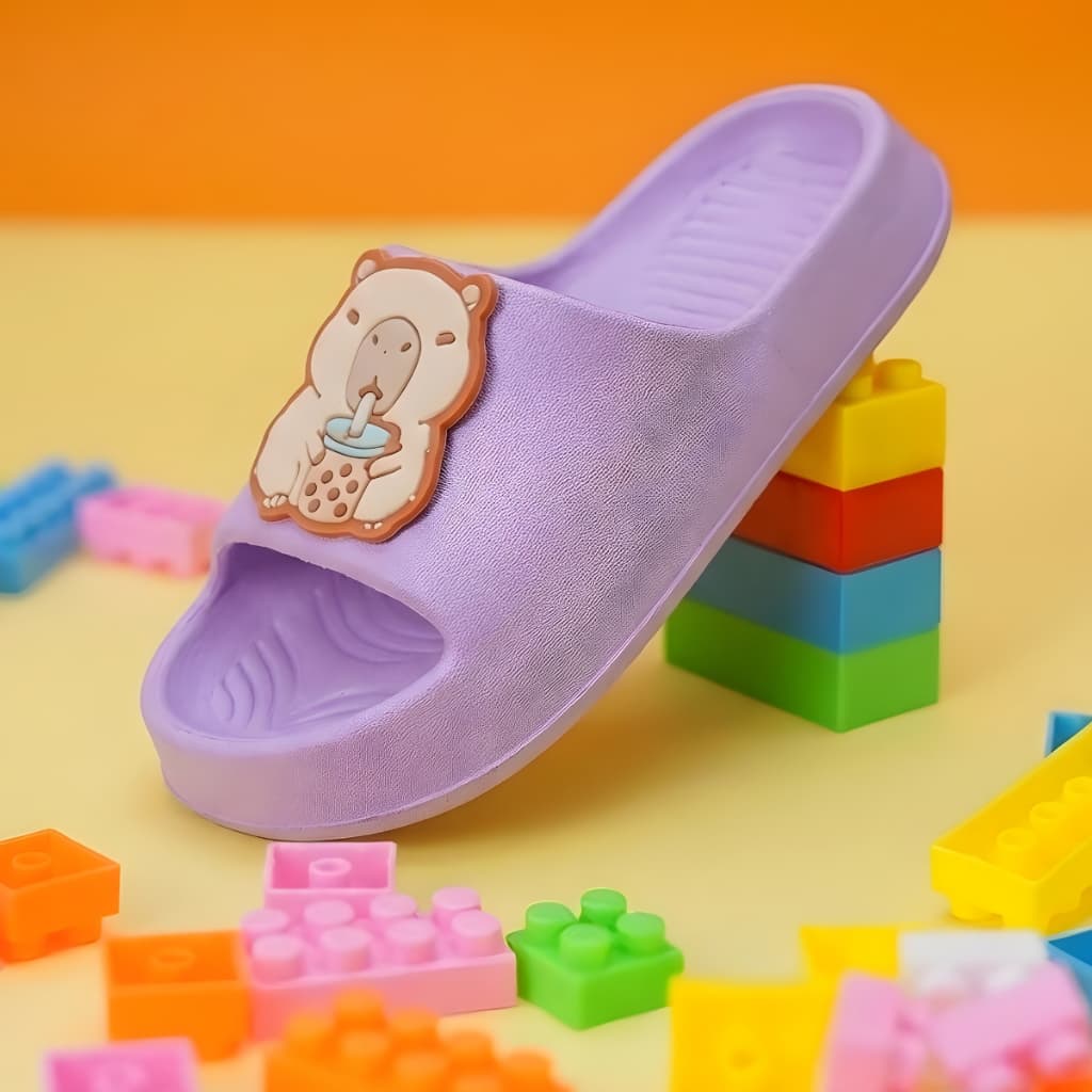 Chinelo Slide Infantil Feminino Macio Seguro Antiderrapante e Super Leve com Estampa de Capivara