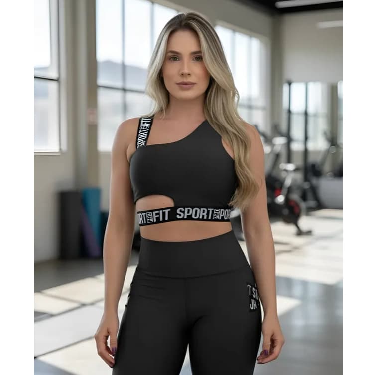 Conjunto academia Zero Transparência Top + Calça Legging Suplex Grosso