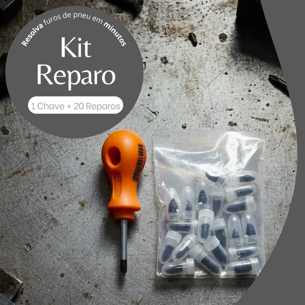 Kit Chave Com 20 Reparos De Pneu Parafusos Universal Para Moto Carro Manutenção