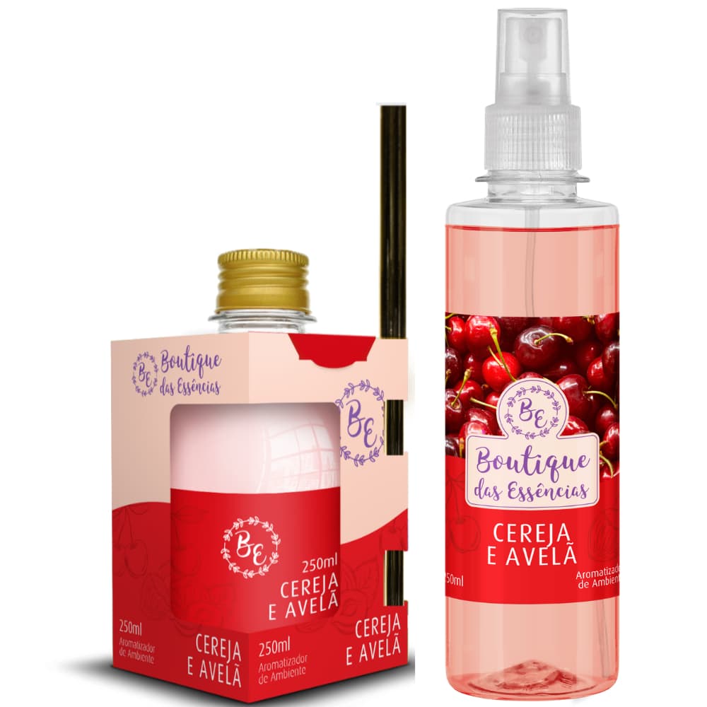 KIT CEREJA E AVELÃ - Aromatizador de Ambiente 250ml ( MAIS SPRAY ) 250ml