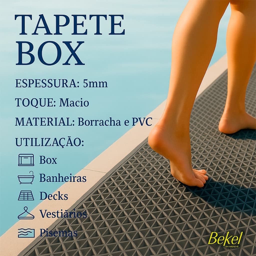 Tapete Box Emborrachado Pvc Banheiro Piscina Sauna Segurança Chuveiro  infantil Idosos Vazado